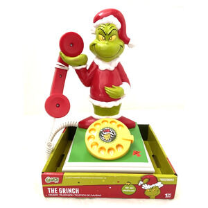 Grinch Holiday Rotary Dial Phone w/ Sound Christmas Decor NEW